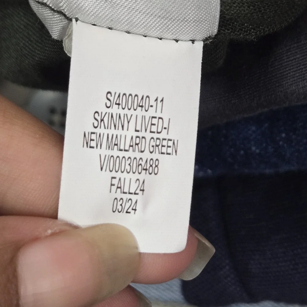 Banana Republic Men Pants‎ 33X32 Green Chino Twill Lived-In Skinny Fit